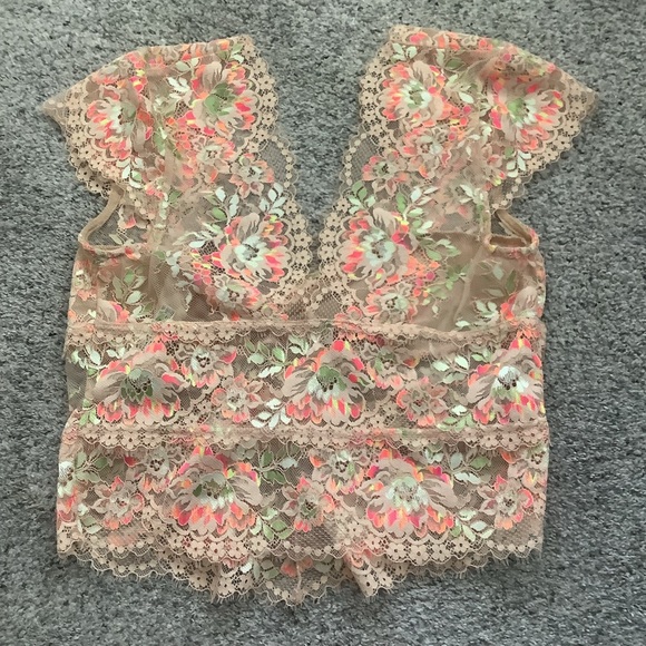 New Free People Garden Party Floral Lace Crop Top - Picture 9 of 9